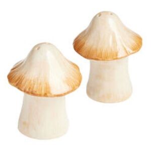 Reactive Glaze Ceramic Mushroom Salt and Pepper Shaker Set, NWT